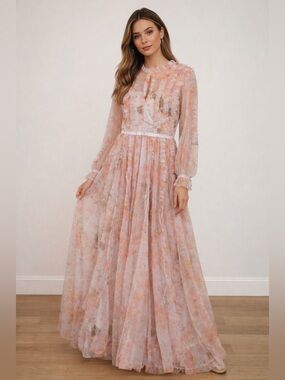 Needle & Thread Pink Floral Midi Dress